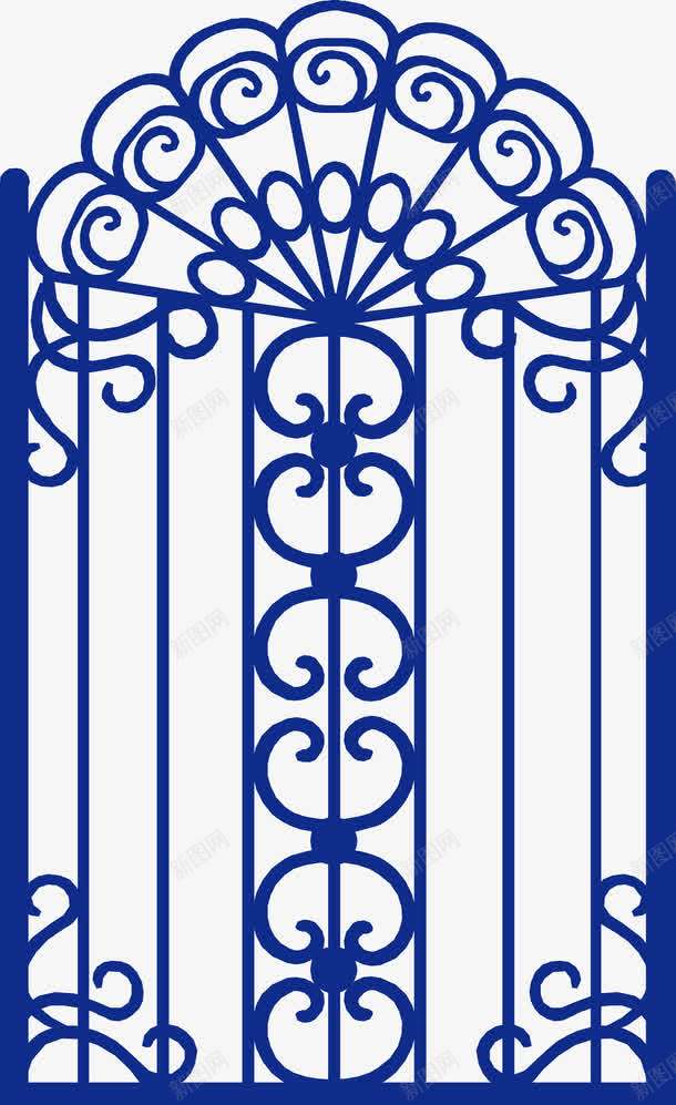 蓝色铁门图png免抠素材_新图网 https://ixintu.com 古典 围栏 护栏 栅栏 欧式 欧式围栏 花纹 铁材质 铁艺 铁门 锻造