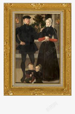 古典欧洲贵族的家庭合照装饰油画素材