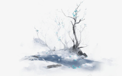 蓝色雪树雪树古风情缘高清图片