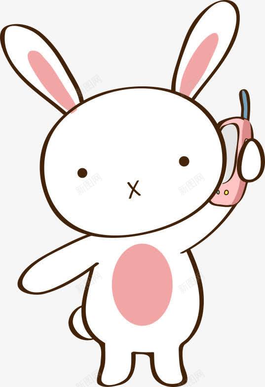 卡通小兔子png免抠素材_新图网 https://ixintu.com PNG元素 免费下载 兔子简笔画 卡通 打电话 点外卖 联系 超级可爱