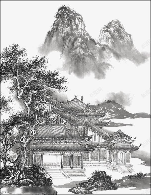 水墨山水図（全二図） 文化遺産オンライン