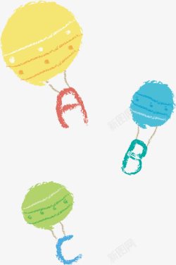 七夕字体手绘带字母的热气球高清图片