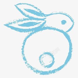 蓝色蜡笔兔子高清图片