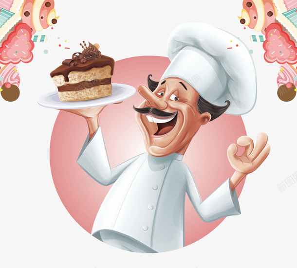 美食卡通手拿巧克力蛋糕的糕点师psd免抠素材_新图网 https://ixintu.com 卡通甜点师 女孩 巧克力蛋糕 手工蛋糕 甜点手绘 私房蛋糕 粉色系列 蛋糕房