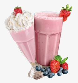 杯奶昔草莓果汁粉色清新餐饮海报高清图片