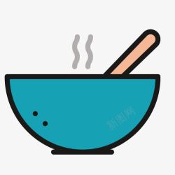 扁平化筷子蓝色饭碗高清图片