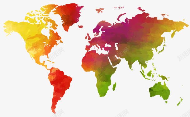 彩色世界地图png免抠素材_新图网 https://ixintu.com 七大洲五大洋 世界地图 地图 地理 大陆板块 海洋