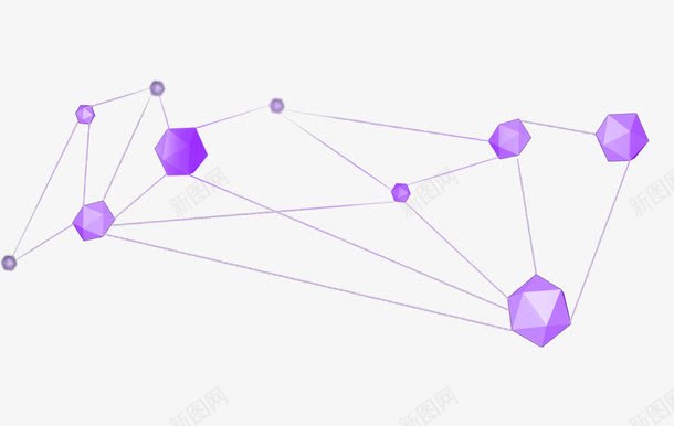 立体多边形几何png免抠素材_新图网 https://ixintu.com 几何 多面体 紫色 线条