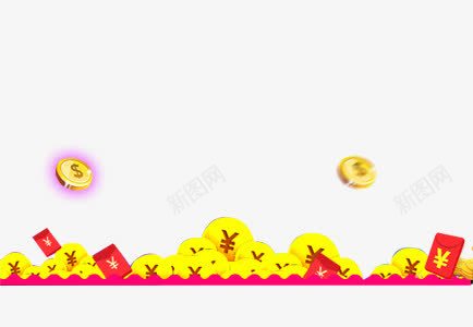 红包与金币png免抠素材_新图网 https://ixintu.com 喜庆 红包 金币 钱