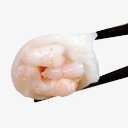 海鲜面点筷子夹起的虾饺高清图片