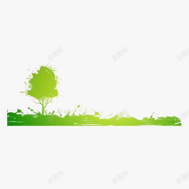 彩绘树木横幅png免抠素材_新图网 https://ixintu.com 喷绘彩绘树木涂鸦横幅植物创意 绿色