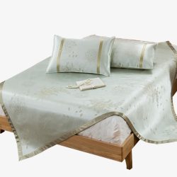 床和席子高档冰丝凉席三件套高清图片