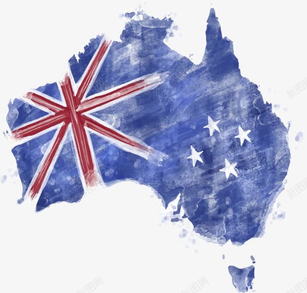 水彩蓝色澳大利亚国旗png免抠素材_新图网 https://ixintu.com 国旗 地图 手绘 水彩 澳大利亚 矢量素材 蓝色