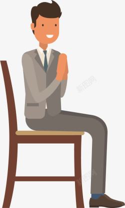高举双手的男人扁平坐着椅子的男人鼓掌欢迎高清图片