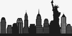 纽约免扣元素黑色纽约景点建筑矢量图高清图片