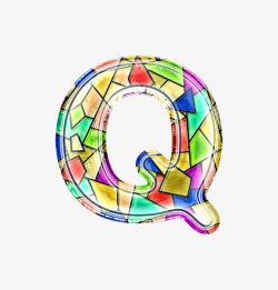 彩色玻璃字母Q素材