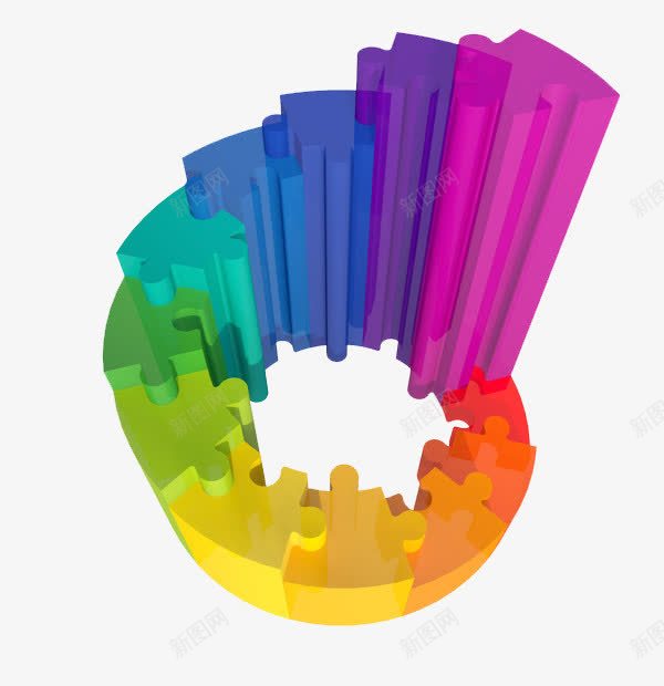 彩色渲染png免抠素材_新图网 https://ixintu.com 3D设计 广告设计 抽象 拼图 画册设计 立体 素材 色彩台阶