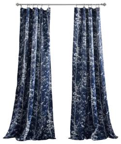 蓝色网纱背景欧式窗帘的高清图片