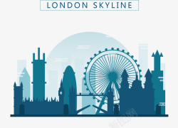 上海天际线剪影伦敦建筑剪影旅游海报高清图片