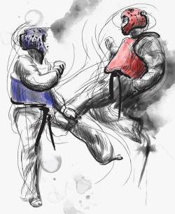 男人打拳手绘格斗高清图片