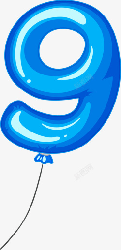 蓝色动物数字9儿童节创意数字气球高清图片