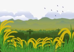 米穗卡通农田稻田里的稻草人高清图片