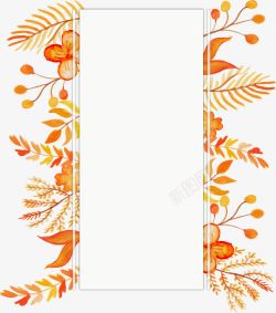 橘色树叶水彩橘色手绘树叶边框高清图片
