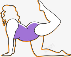 紫色线条瑜伽女孩素材