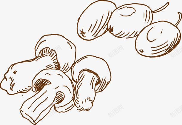 手绘线条蔬菜蘑菇矢量图ai免抠素材_新图网 https://ixintu.com 手绘 线条 蔬菜 蘑菇 矢量图