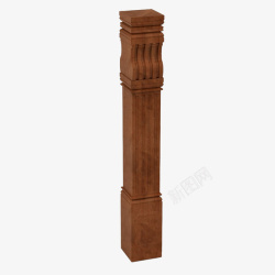 方形棕色花纹木头柱子素材