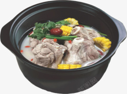 汤煲汤锅美食玉米排骨汤高清图片