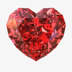 钻石切割面红色心形璀璨钻石高清图片