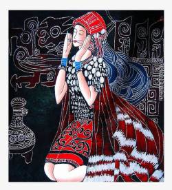苗族传统文化苗族蜡染布高清图片