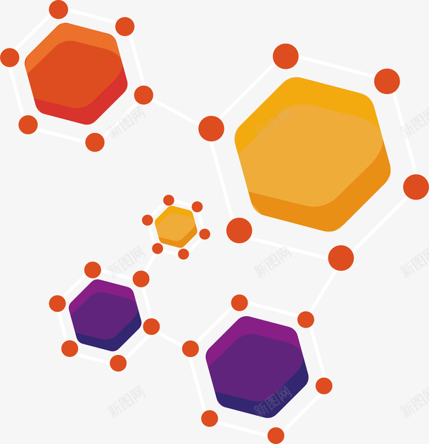 彩色六边形分子矢量图ai免抠素材_新图网 https://ixintu.com 六边形 几何结构 分子 分子元素 分子示意图 化学分子 生物分子 矢量png 矢量图
