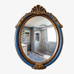 椭圆形的镜子复古欧式浴室镜子高清图片