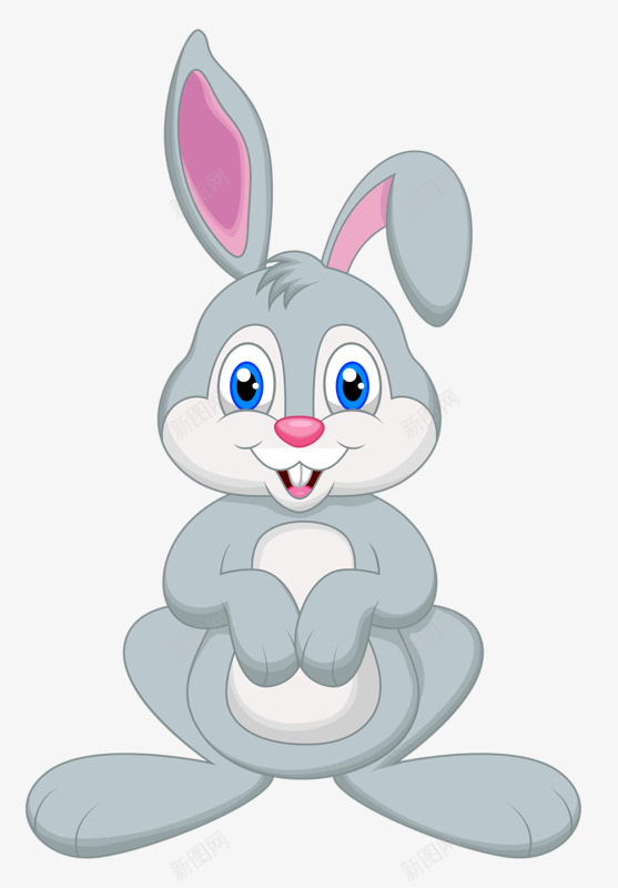 灰色小兔子png免抠素材_新图网 https://ixintu.com 兔子 动物 可爱 小灰兔 手绘 灰色