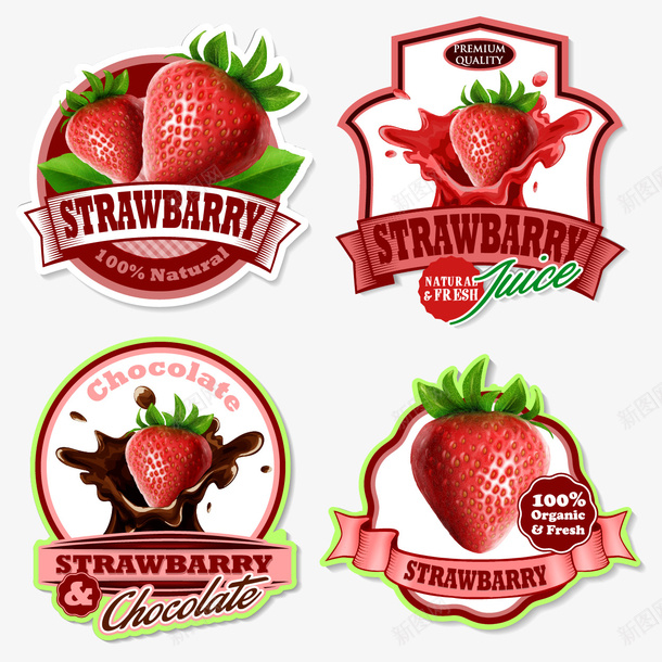 草莓甜点标签矢量图ai免抠素材_新图网 https://ixintu.com 巧克力标签 水果标签 矢量标签 矢量图