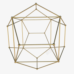金色几何牌匾金属立体的金色立体几何高清图片