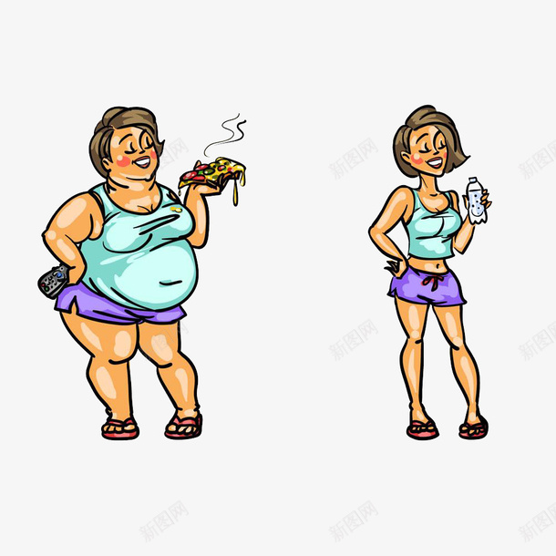 胖瘦对照png免抠素材_新图网 https://ixintu.com 卡通胖子和瘦 卡通胖瘦对比 对比 比较的 肥胖的 胖子和瘦子 胖瘦对照 高矮胖瘦