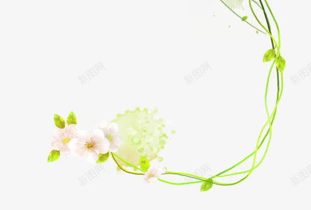 白色花朵花纹png免抠素材_新图网 https://ixintu.com 小白花 绿色植物 背景素材 花纹素材 藤蔓 装饰素材