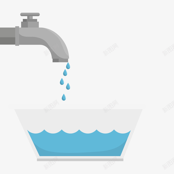 滴水的水龙头和灰蓝色盆中的水矢量图ai免抠素材_新图网 https://ixintu.com 卡通 水龙头 水龙头图案 滴水水龙头 灰色水龙头 灰色盆 盆中的水 矢量图