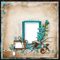蓝色花朵文档框蓝色植物花纹相框高清图片
