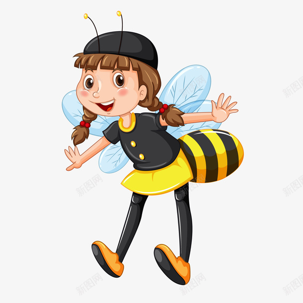 卡通角色扮演蜜蜂png免抠素材_新图网 https://ixintu.com 儿童生活节 小女孩 昆虫 校园文化艺术节 舞台剧 角色扮演