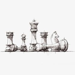 黑白国际象棋图片手绘国际象棋高清图片