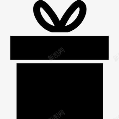 礼品盒剪影与丝带蝴蝶结上图标图标