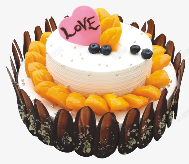 浪漫密语双层蛋糕png免抠素材_新图网 https://ixintu.com 双层蛋糕 奶油蛋糕 巧克力花边 黄桃蓝莓