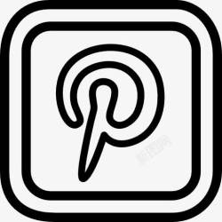 Pinterest的标志Pinterest的字母LOGO的轮廓在一个圆形广场图标高清图片