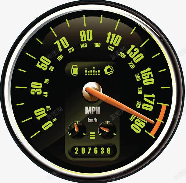 赛车速度仪表板psd免抠素材_新图网 https://ixintu.com 公里数 指针 数字 汽车仪表盘
