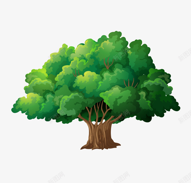 卡通手绘美丽的大树png免抠素材_新图网 https://ixintu.com 创意 动漫动画 卡通手绘 树叶 绿色 美丽的大树