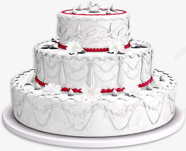 三层镶花蛋糕png免抠素材_新图网 https://ixintu.com 三层 生日蛋糕素材 白色奶油 红色水果 蛋糕素材 蛋糕胚